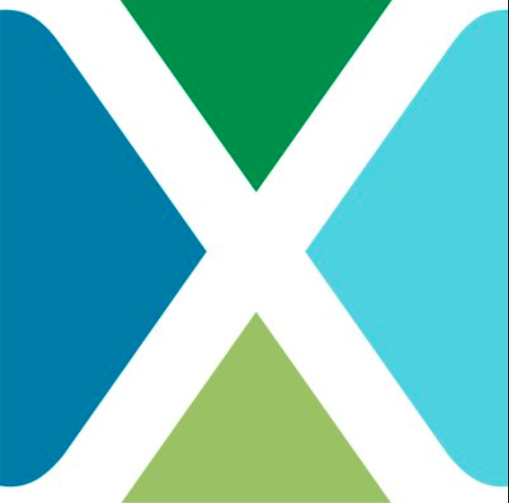 Xerces Society for invertebrate conservation logo. white x against blue and greet tone background sections