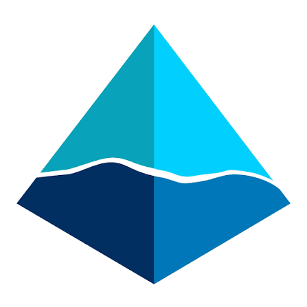 Blue Ridge PRISM logo. two toned blue pyramid with white “ridgeline” cutting horizontally through the center