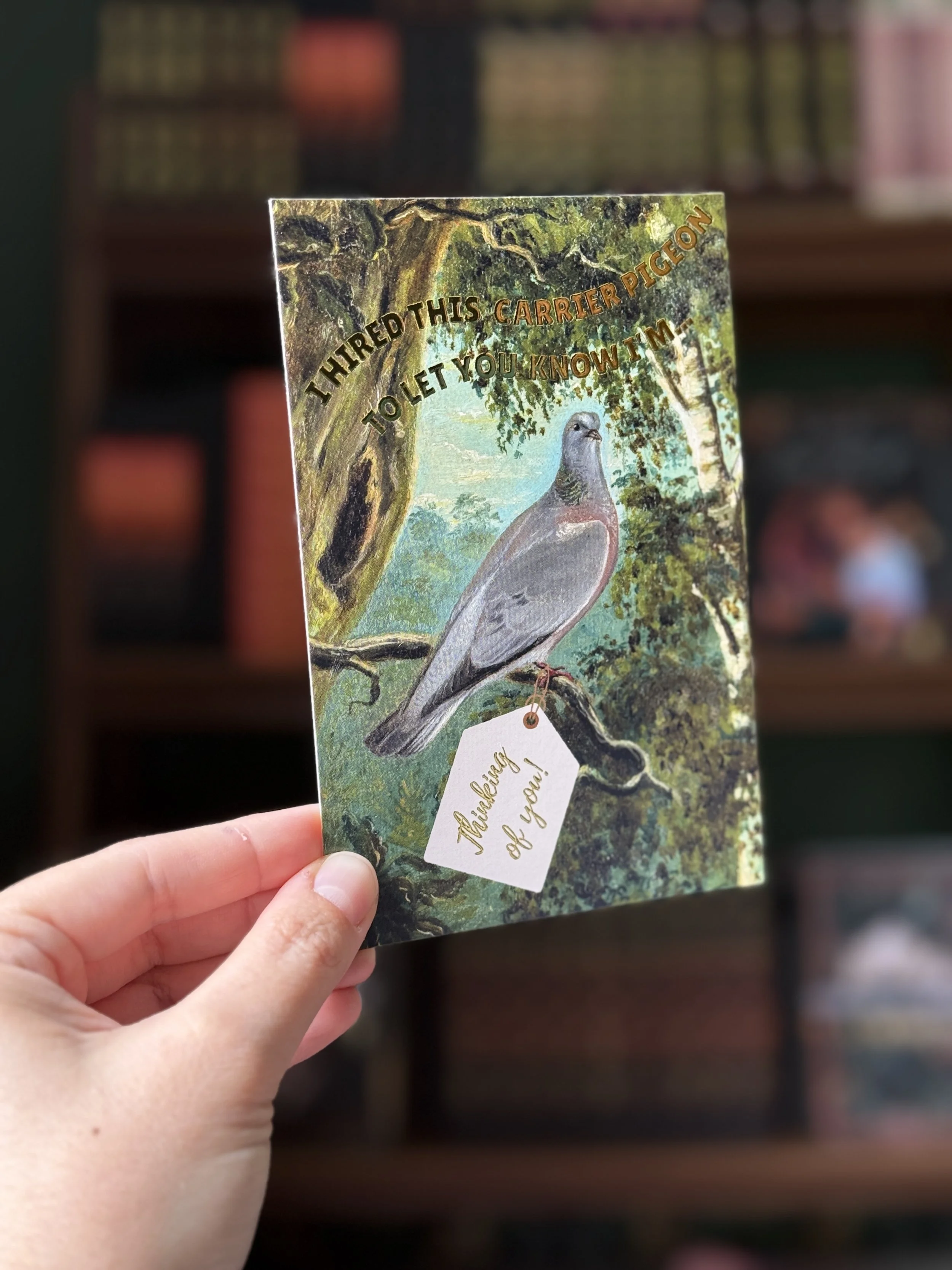 Pigeon Messanger - Gold Foil Postcard