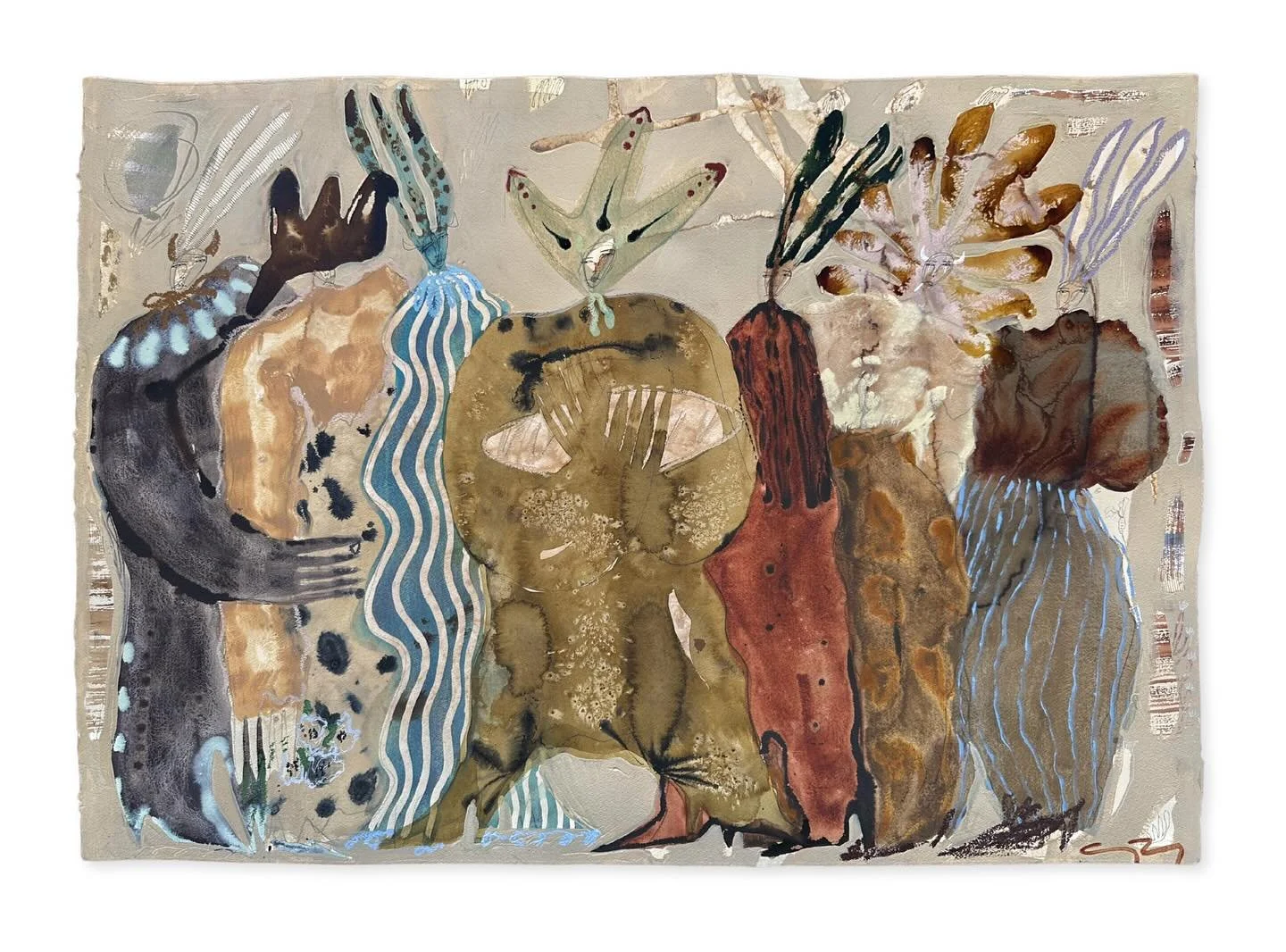 ‘Breadwinner II’ 41 x 29.5”
Coffee, ink, watercolor, acrylic and oil stick on 300lb cold pressed paper
(Sold) from my recent collection with @tappancollective