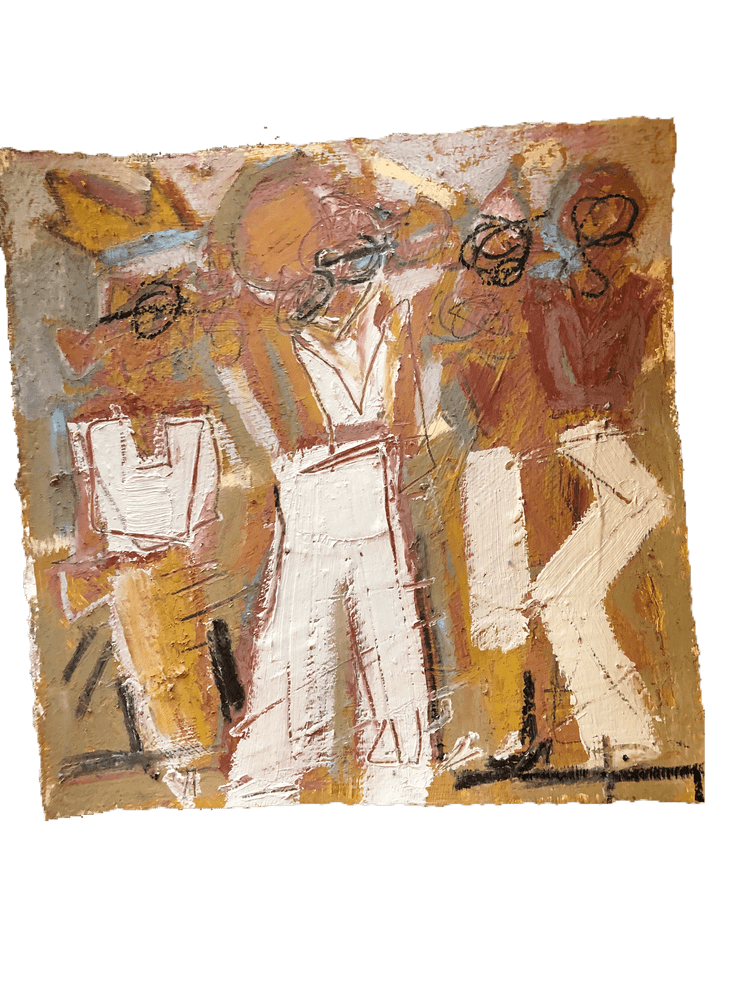 Contrast Convo  2017, 8 x 8” Oil, acrylic + charcoal on paper