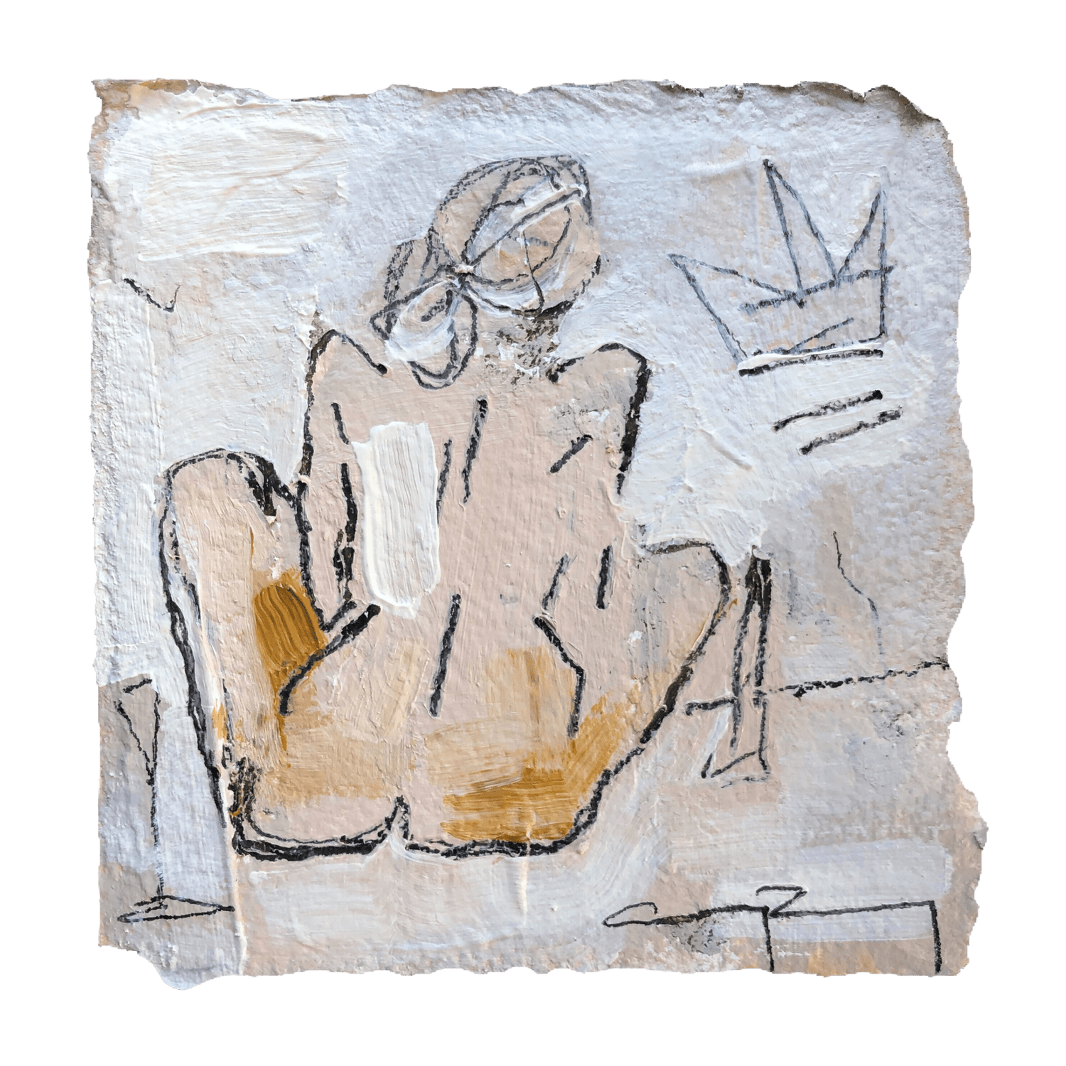 Body  2017, 5 x 5” Oil, acrylic + charcoal on paper