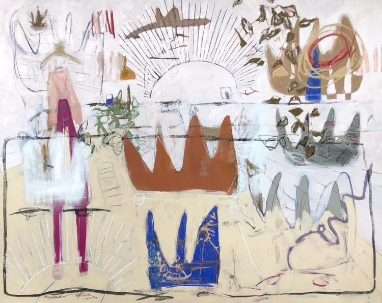 Texas Sun  2020, 48 x 60” Oil, oil stick, acrylic, + charcoal on canvas