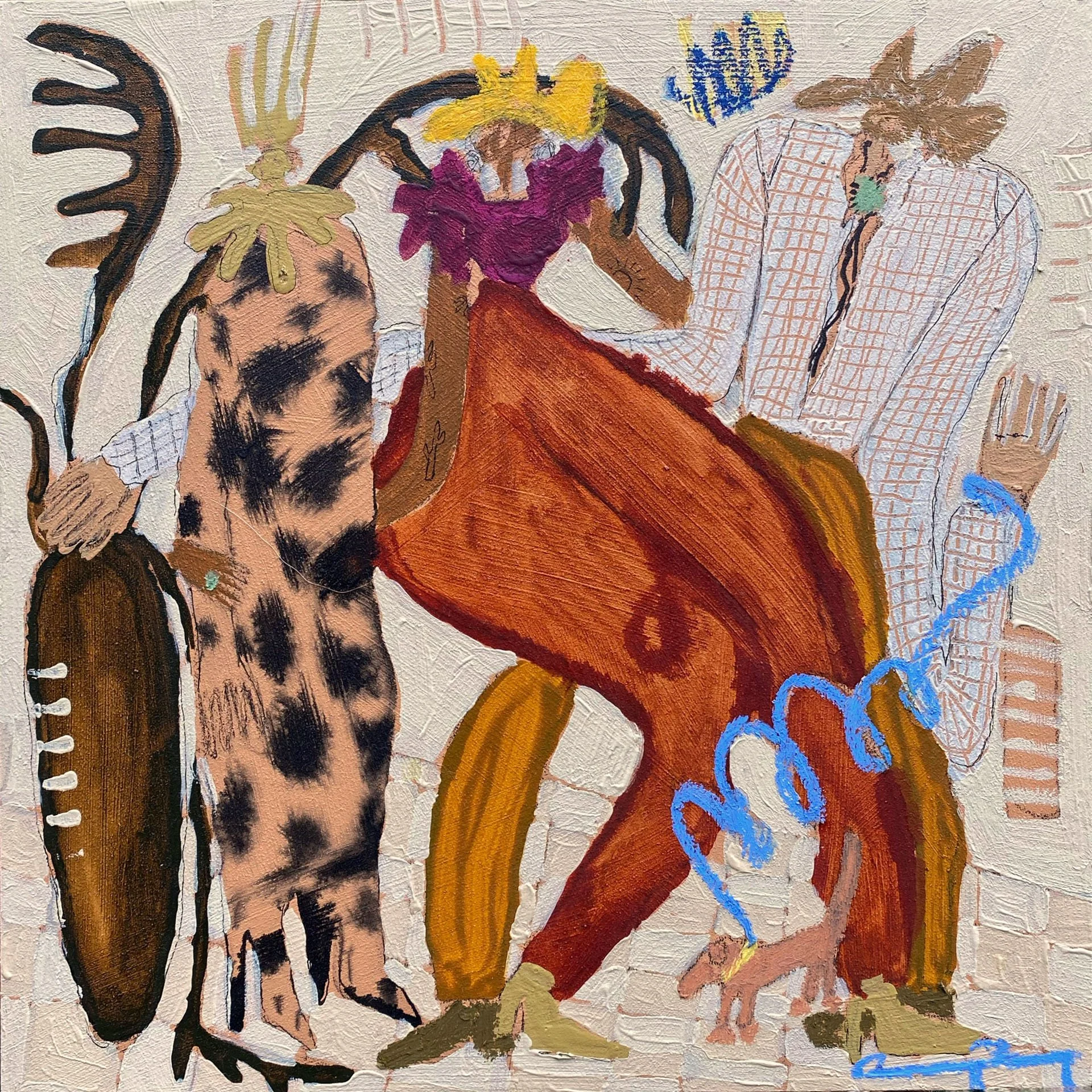 My Fortune Cookie Said So  2022, 12 x 12” Acrylic, oil stick, and ink on panel