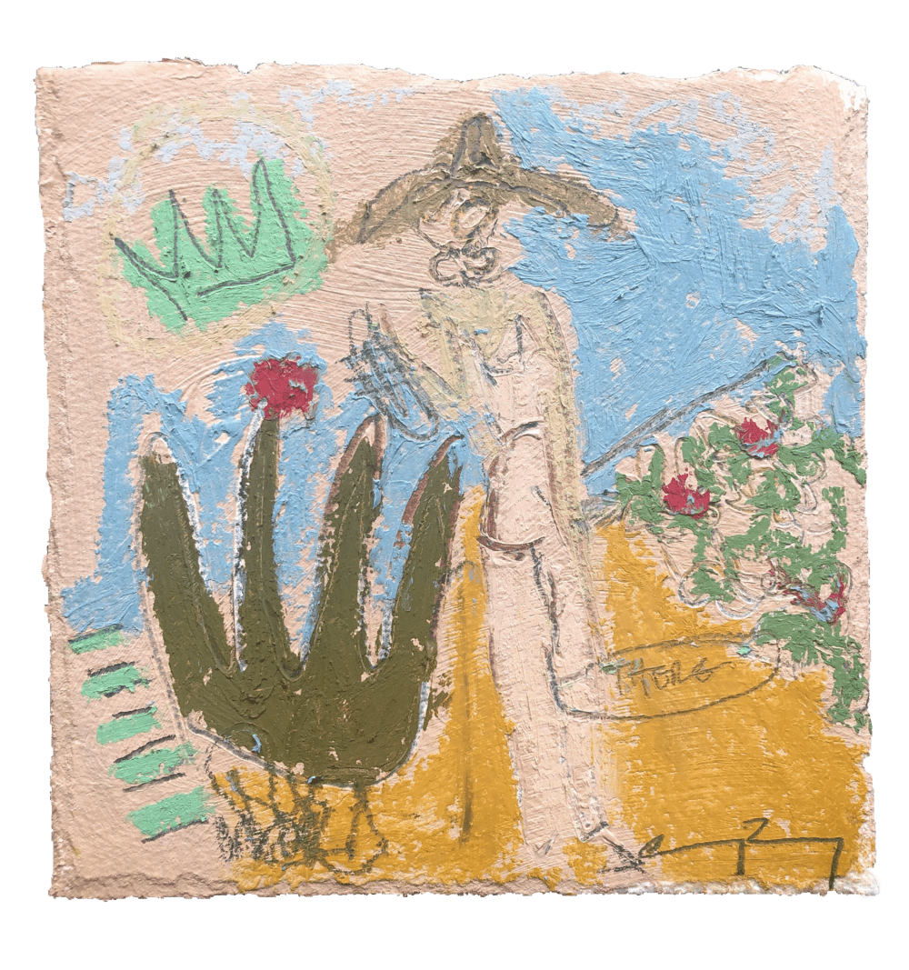 Here/There  2017, 6 x 6” Oil, acrylic, oil stick + graphite on paper