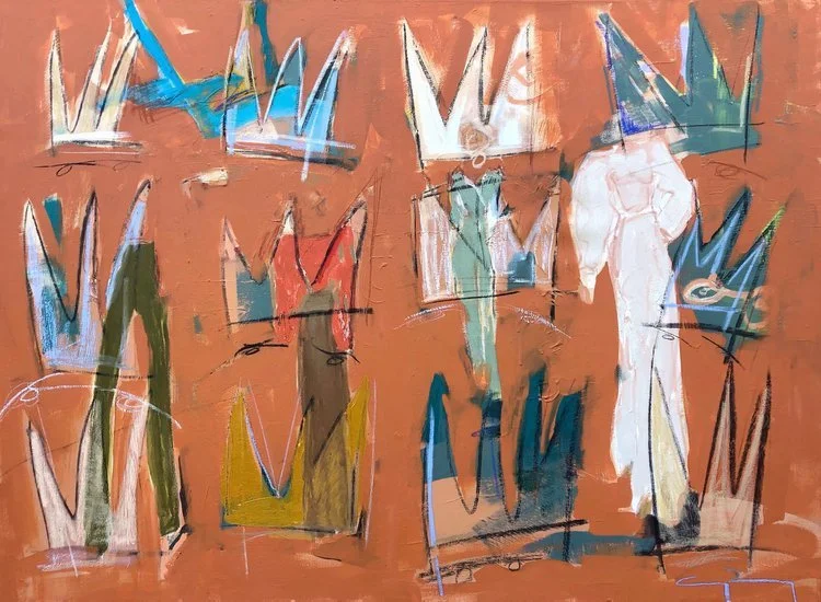 Soul Queens  2019, 36 x 48” Oil stick, acrylic, + graphite on panel