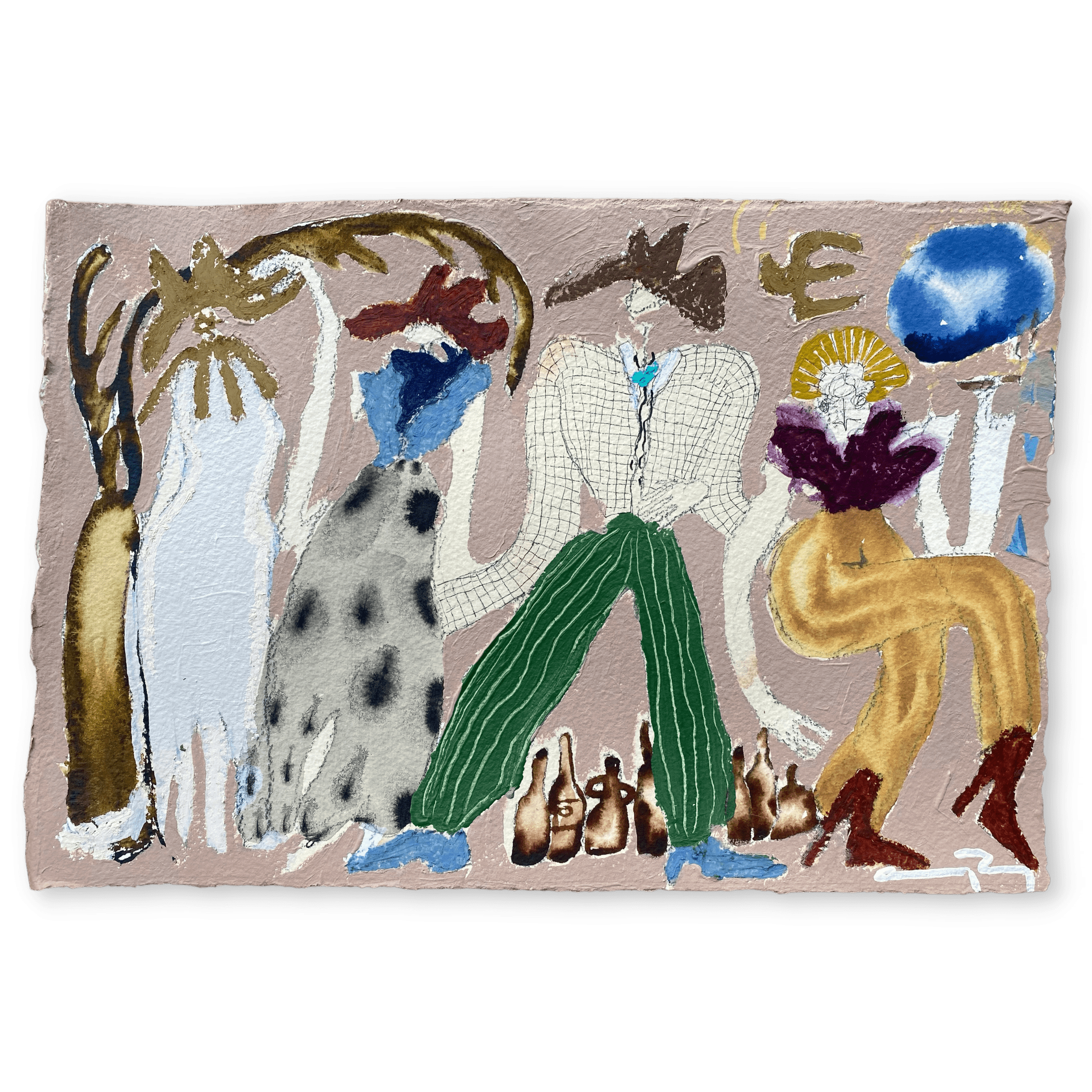 Coasting  2022, 10 x 15” Acrylic, oil stick, coffee, ink, graphite and charcoal on cold-pressed paper