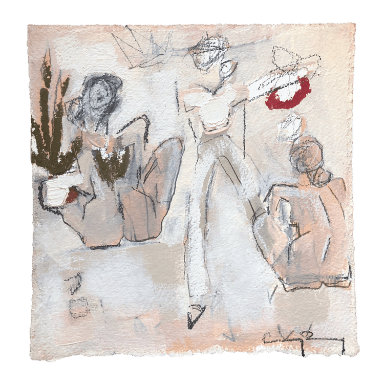 Move Through  2017, 10 x 10” Oil, acrylic + charcoal on paper