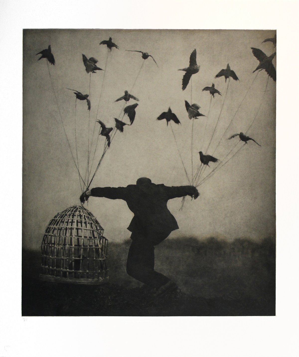   The Flying Lesson,   color photogravure with chine collé coated with beeswax, 20 1/4 x 18 inches (image), 26 1/2 x 23 inches (sheet), 2000, edition 40