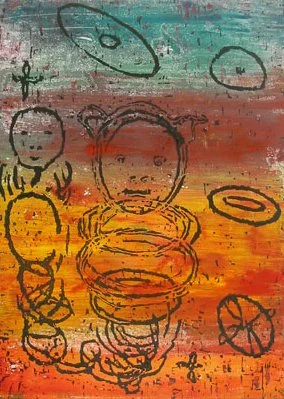   Jack's are Wild II,   monoprint woodcut, 22 x16 inches (image), 30 x 22 (sheet), 1998