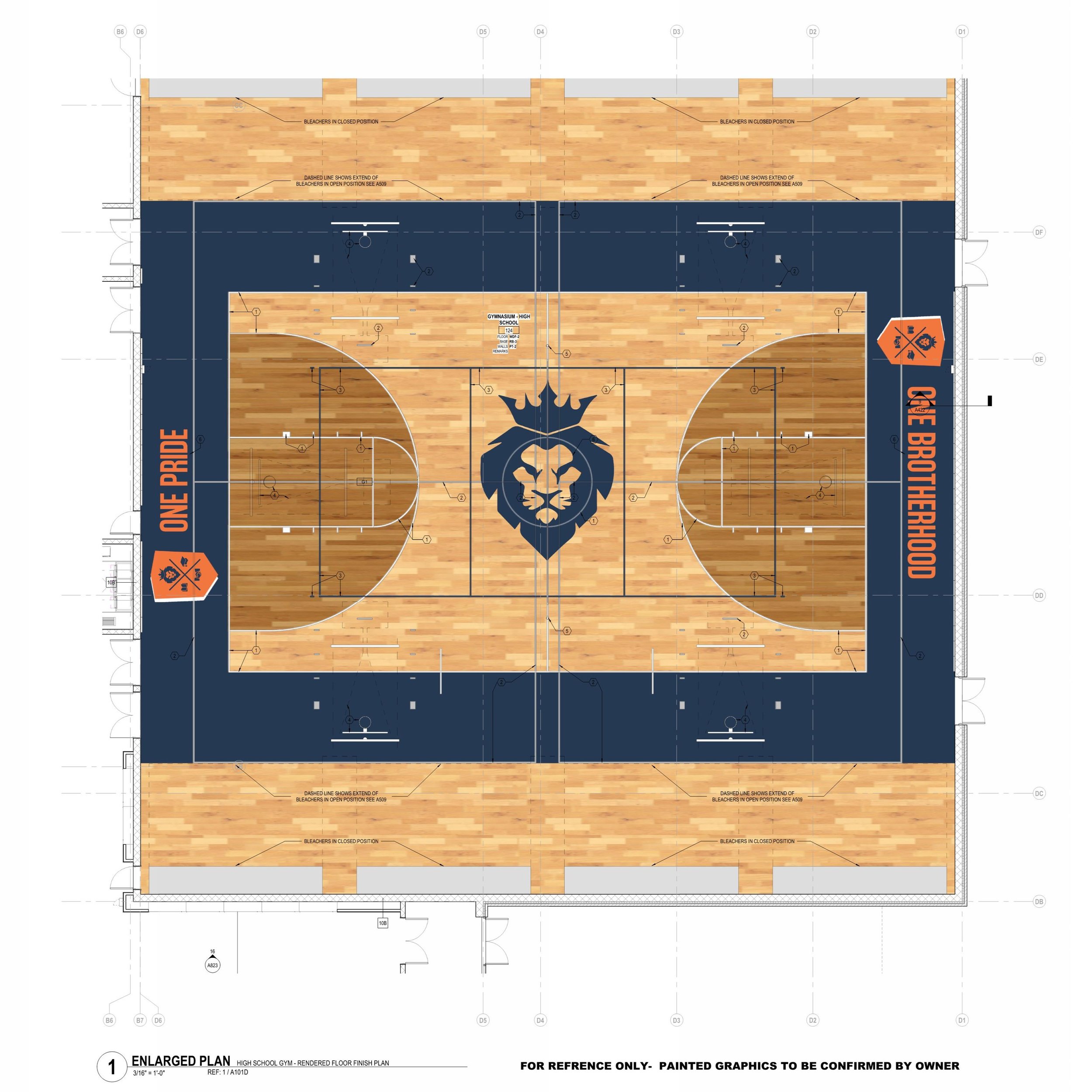 Rendered Graphics Finish Plan: High School Gymnasium