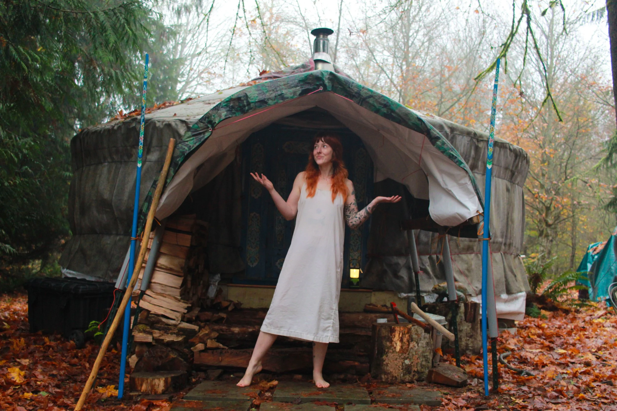 Building a Cover for the Yurt Entrance