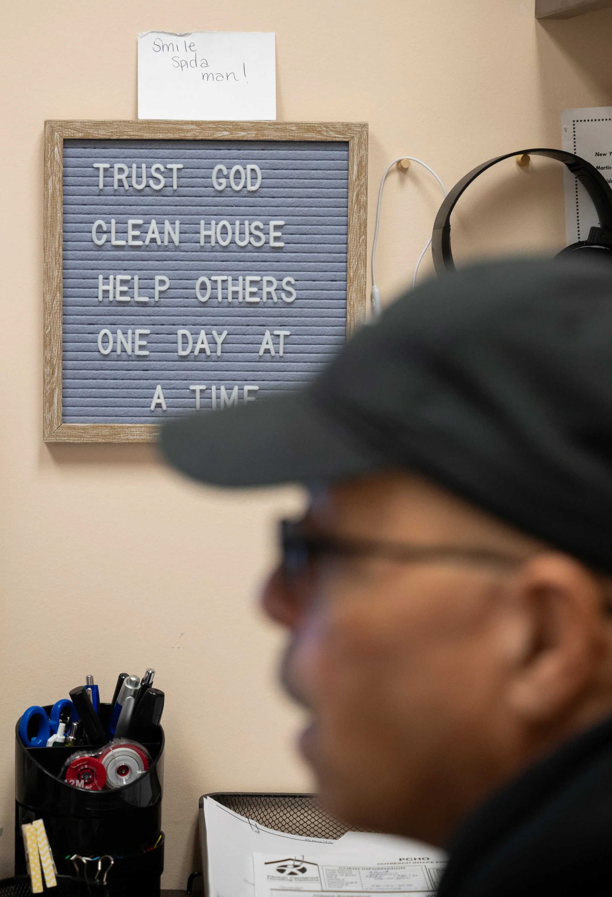 Stephen Rosa writes an email at his desk at PCHO on March 10, 2026.
