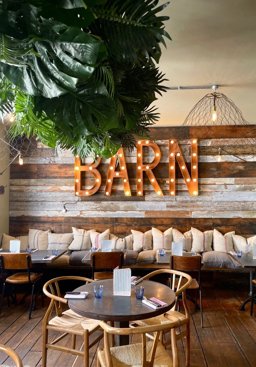 Main restaurant eating space with wooden pannels