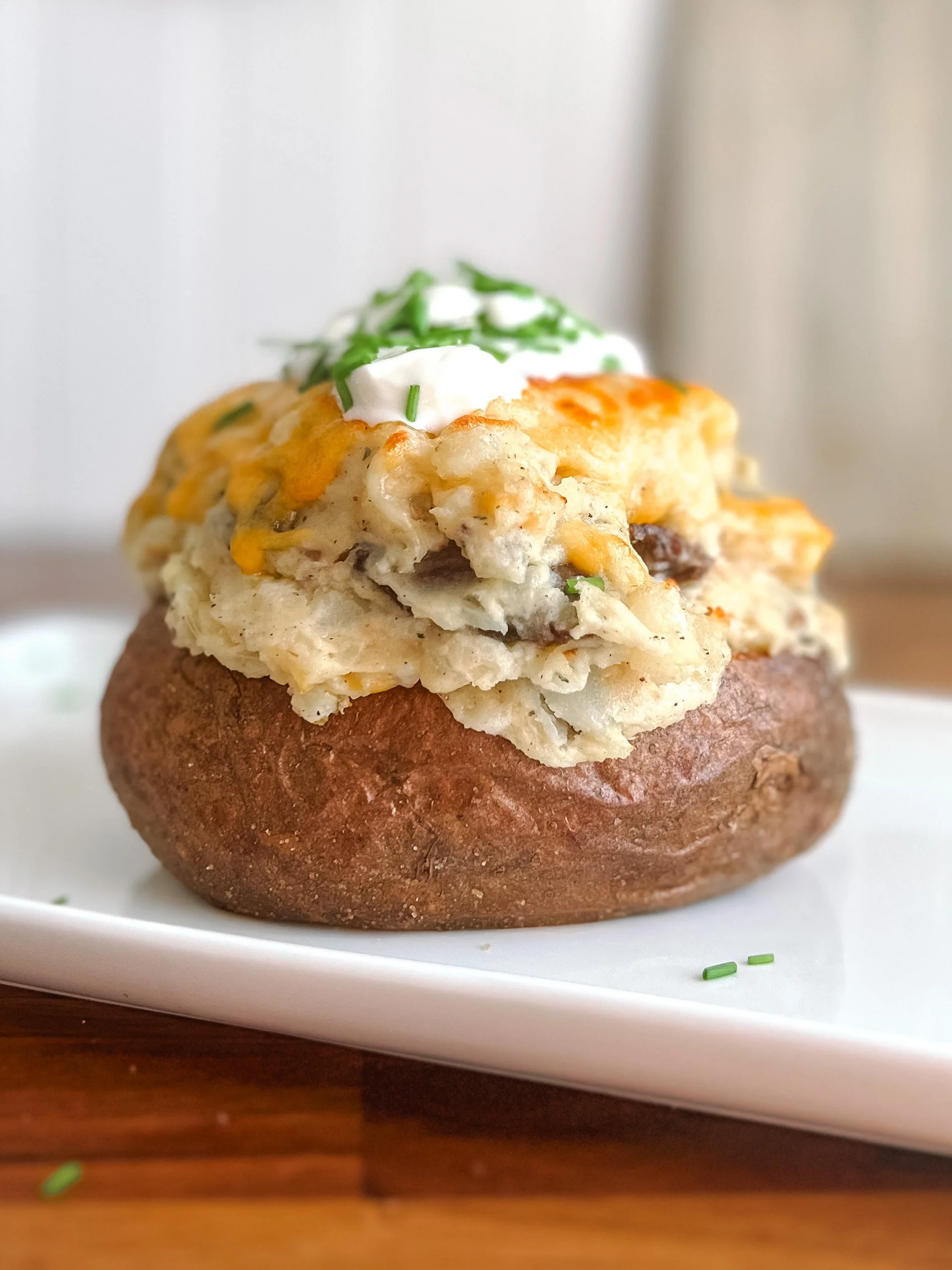 Garlic Butter Ribeye Steak Bites Stuffed Cheesy Twice Baked Potatoes