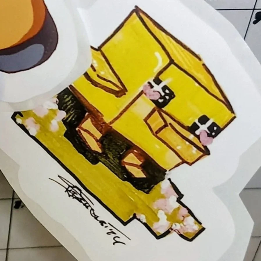 "blocky chicky" STICKER (inspired by Minecraft)