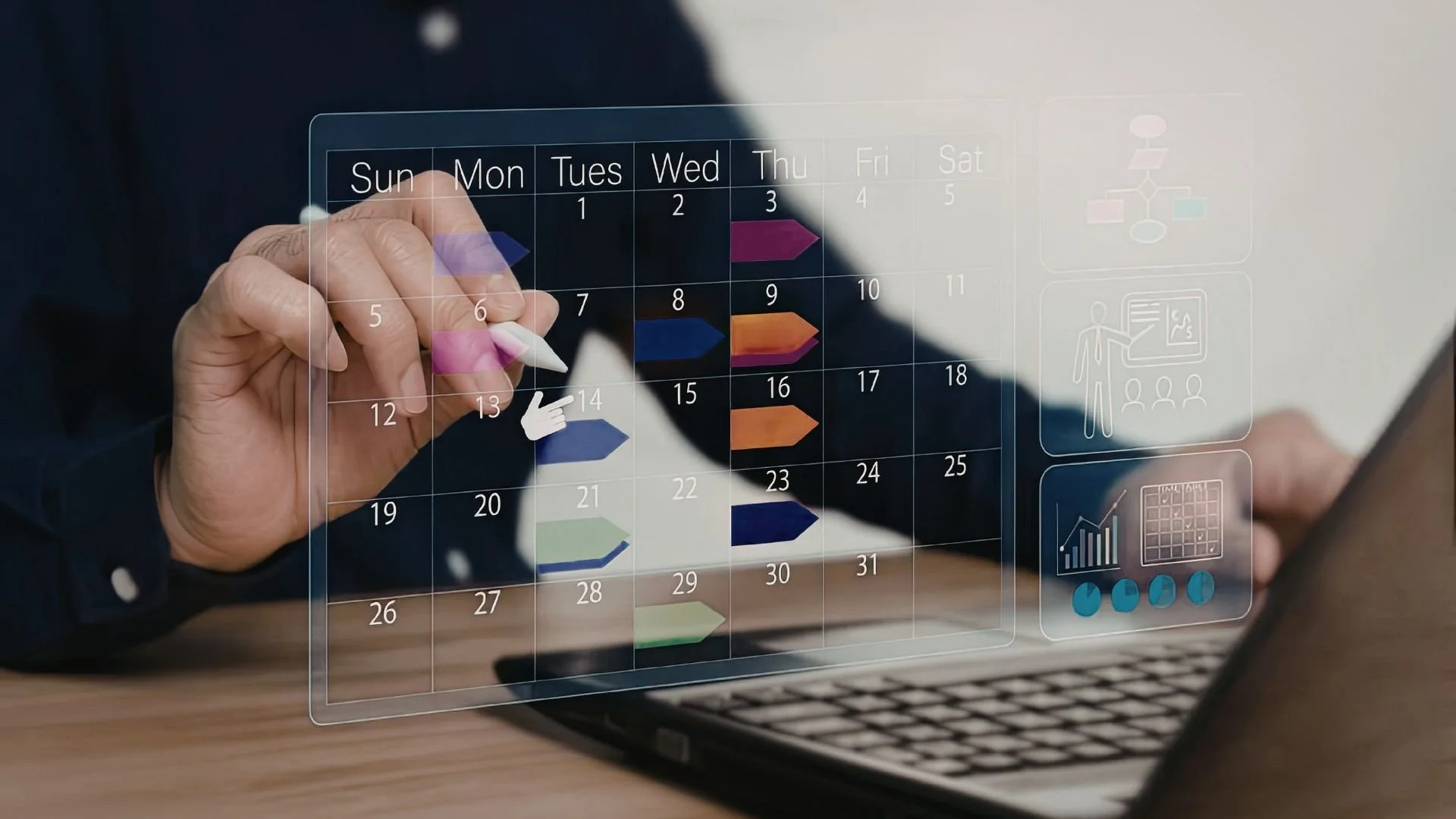 Brilliant Beam Media Person managing a calendar virtually