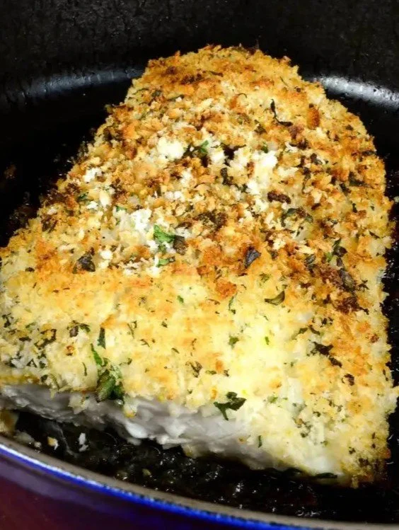 Herb crusted halibut
