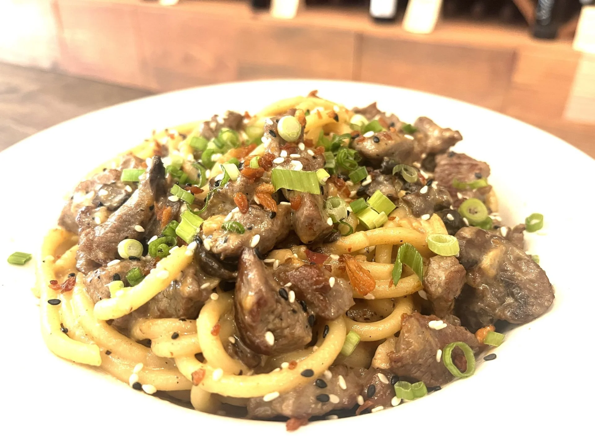 Miso-Beef & Cremini Bucatini