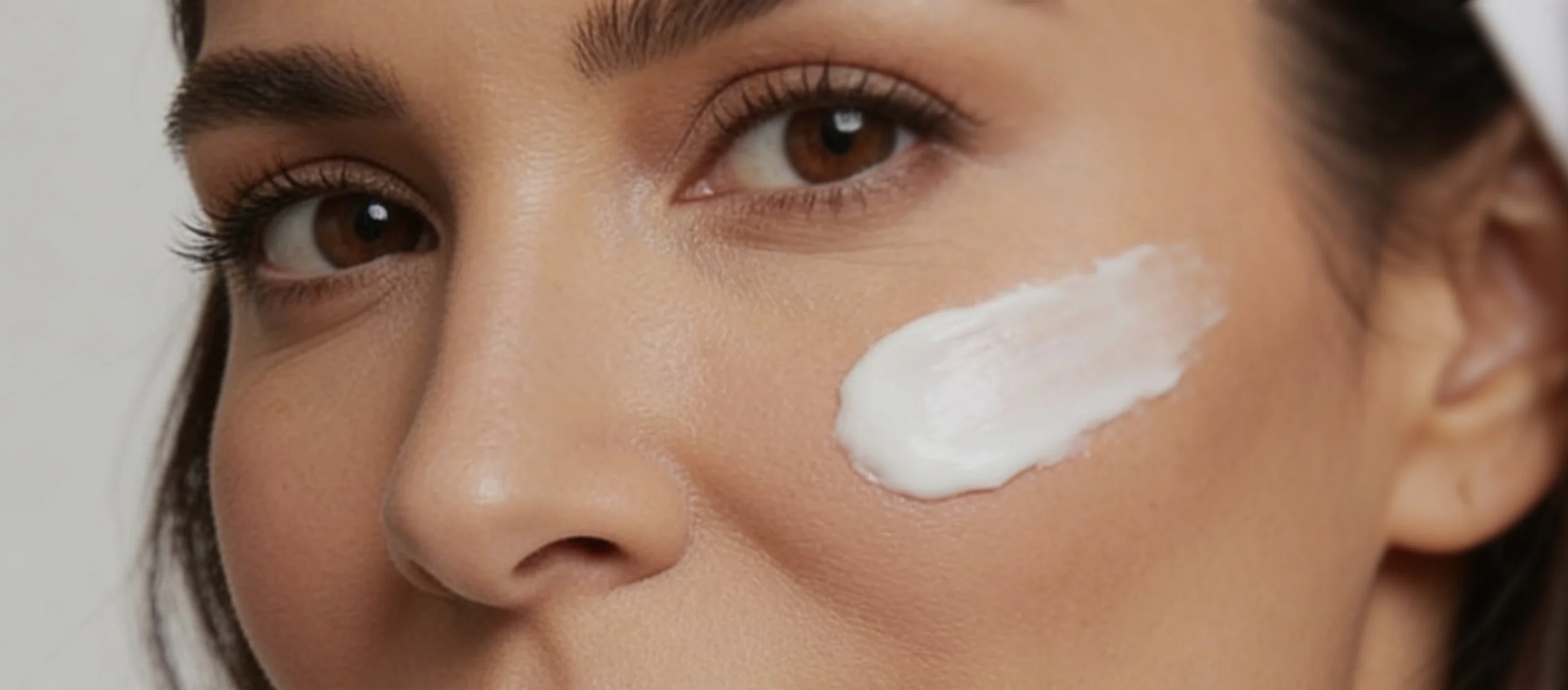 close up face with a creme