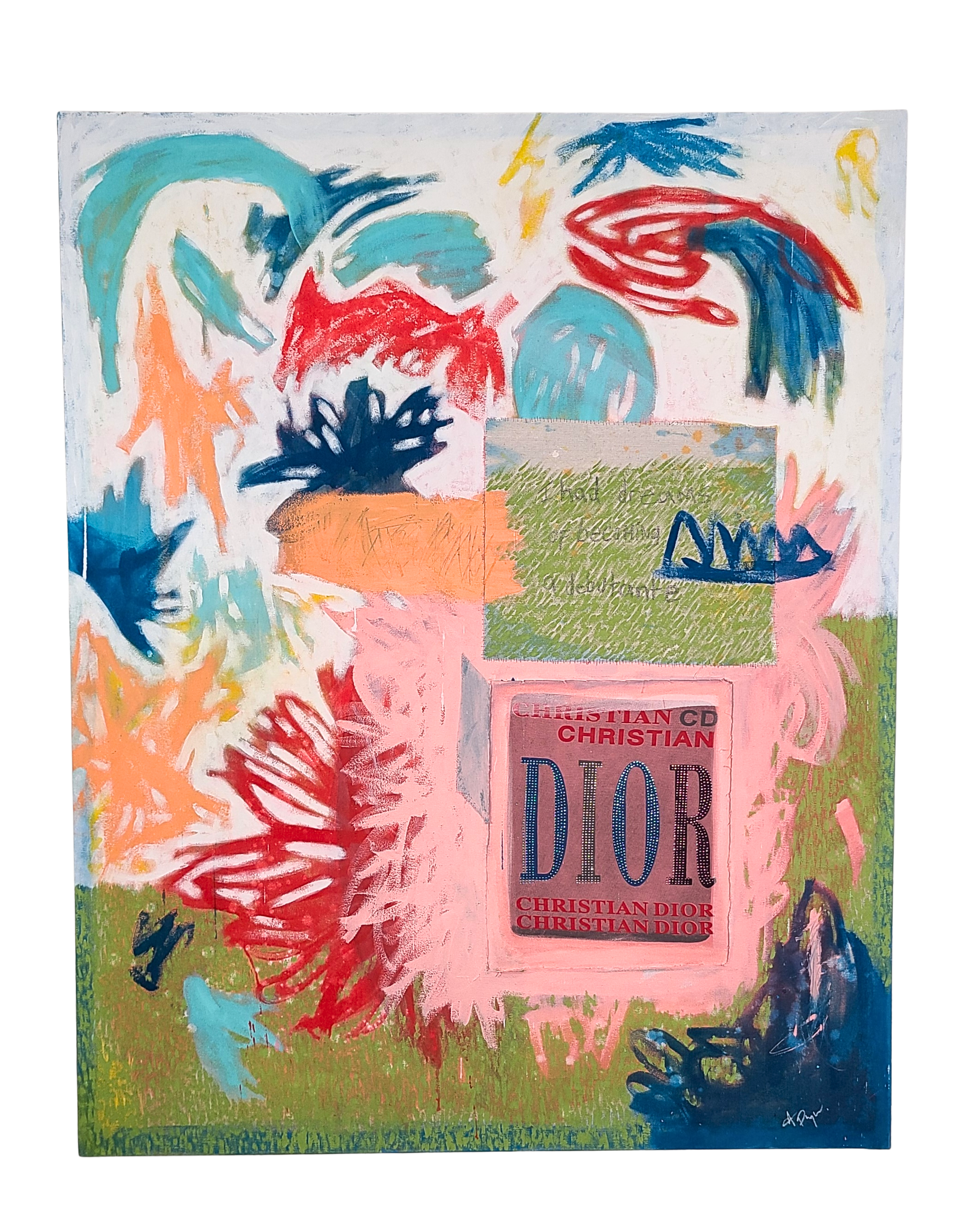 I had dreams of becoming a debutante
2026
48" x 60" Acrylic, vintage t-shirt, stitching on canvas