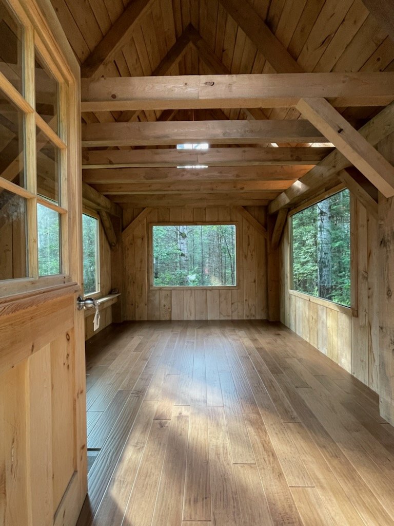 Inside of 10ft x 14ft Timber Frame Bunkie