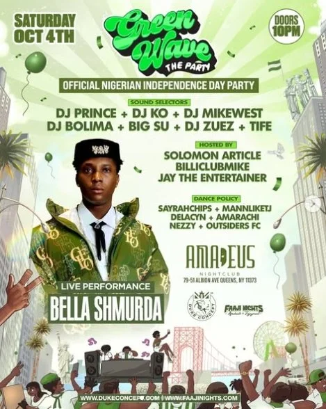 Green Wave Party W/ Bella Shmurda