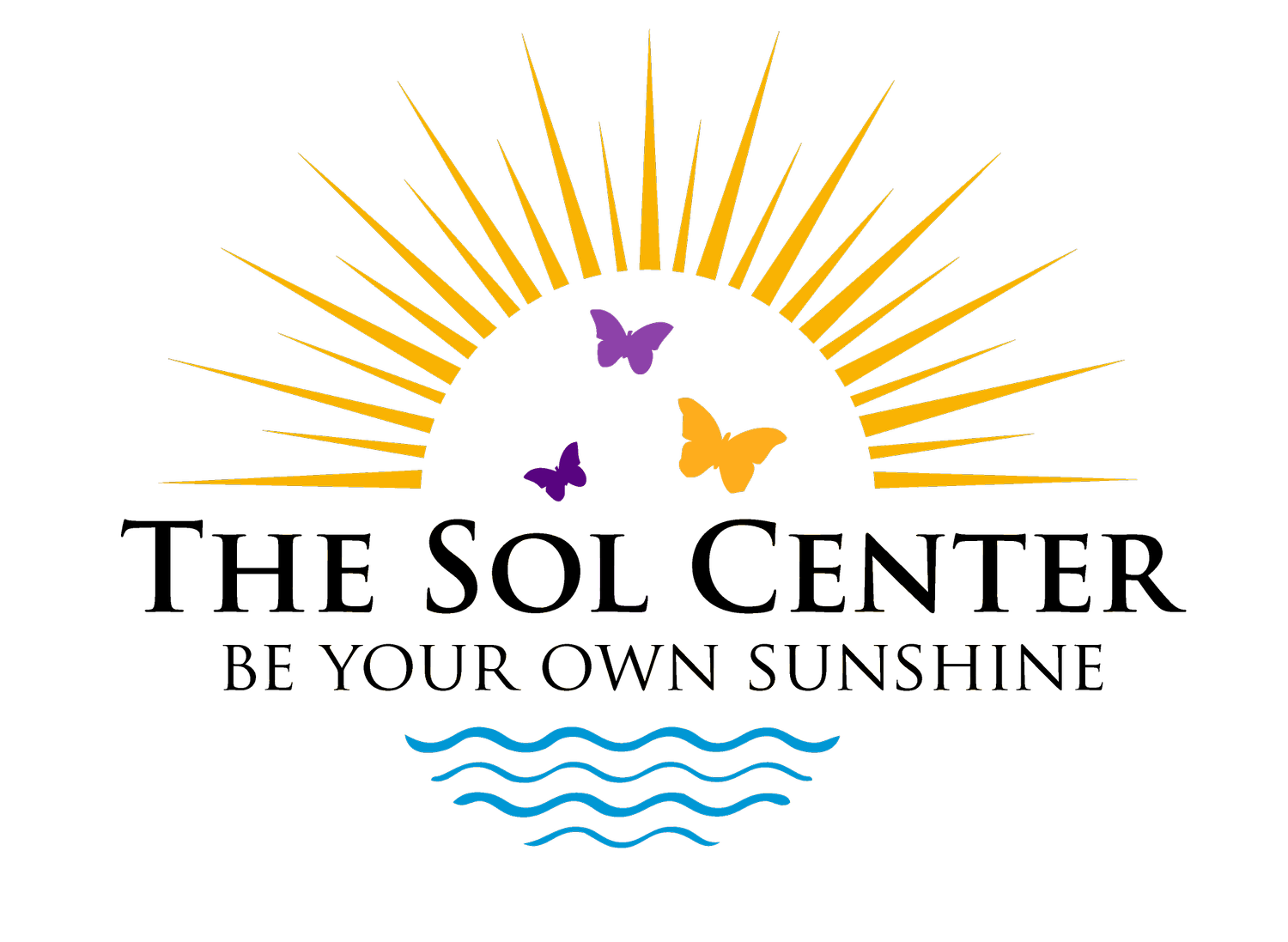 Sun with rays, three butterflies, and waves beneath, with text 'SISLEY' and additional text below.