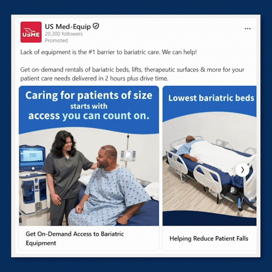 Bariatric Care Solutions Campaign: LinkedIn Ad & Webpage