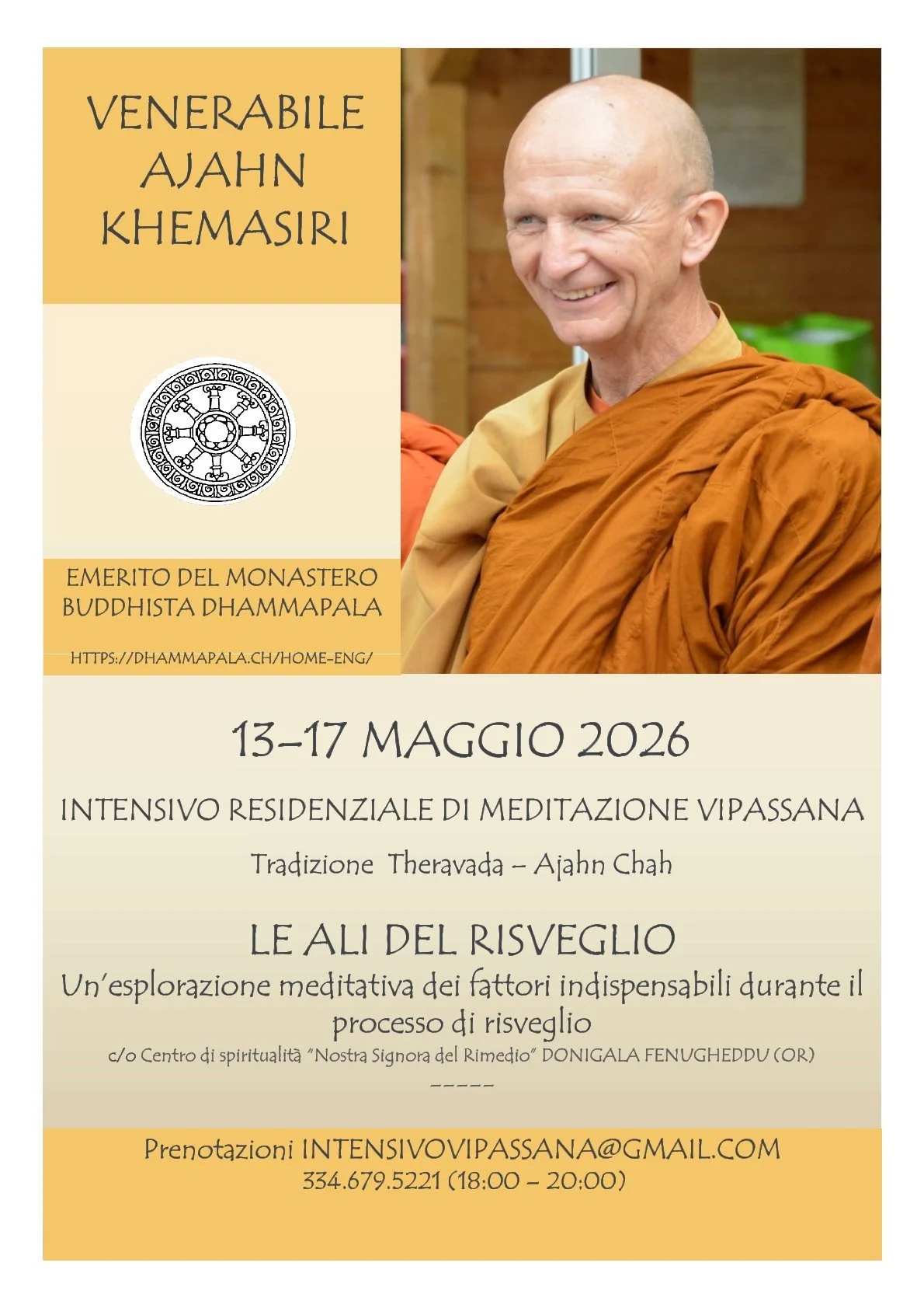 Ajahn Khemasiri retreat in Sardinia –&nbsp;EN with Italian translation
