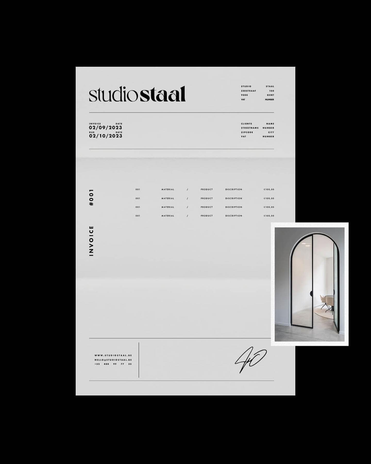 brand identity for @studio__staal. A design studio specialized in steel structures and metal finishes.