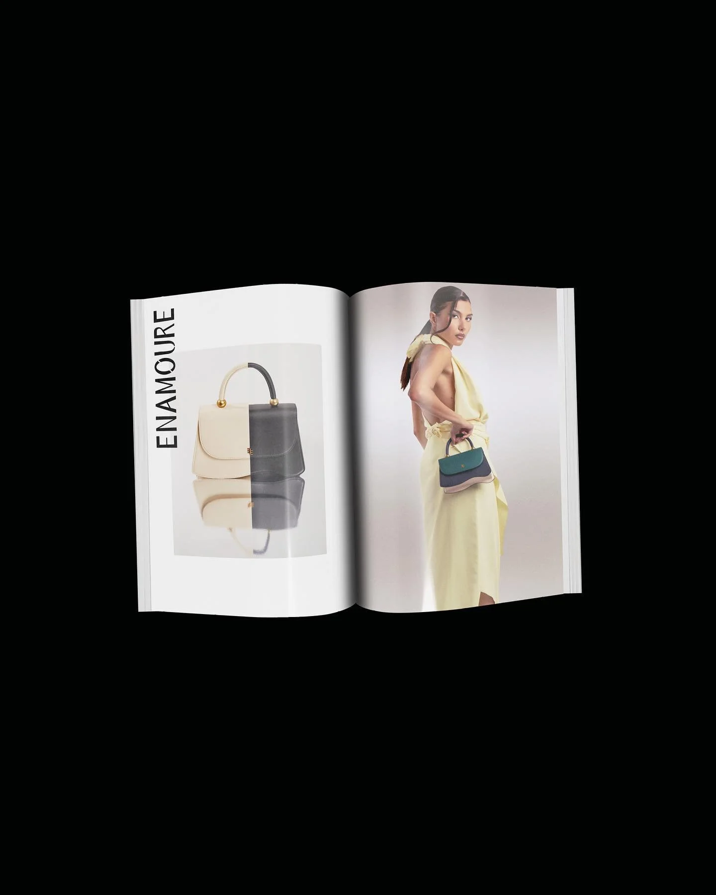 marketing collateral design for @enamoure, a Belgian leather goods label.