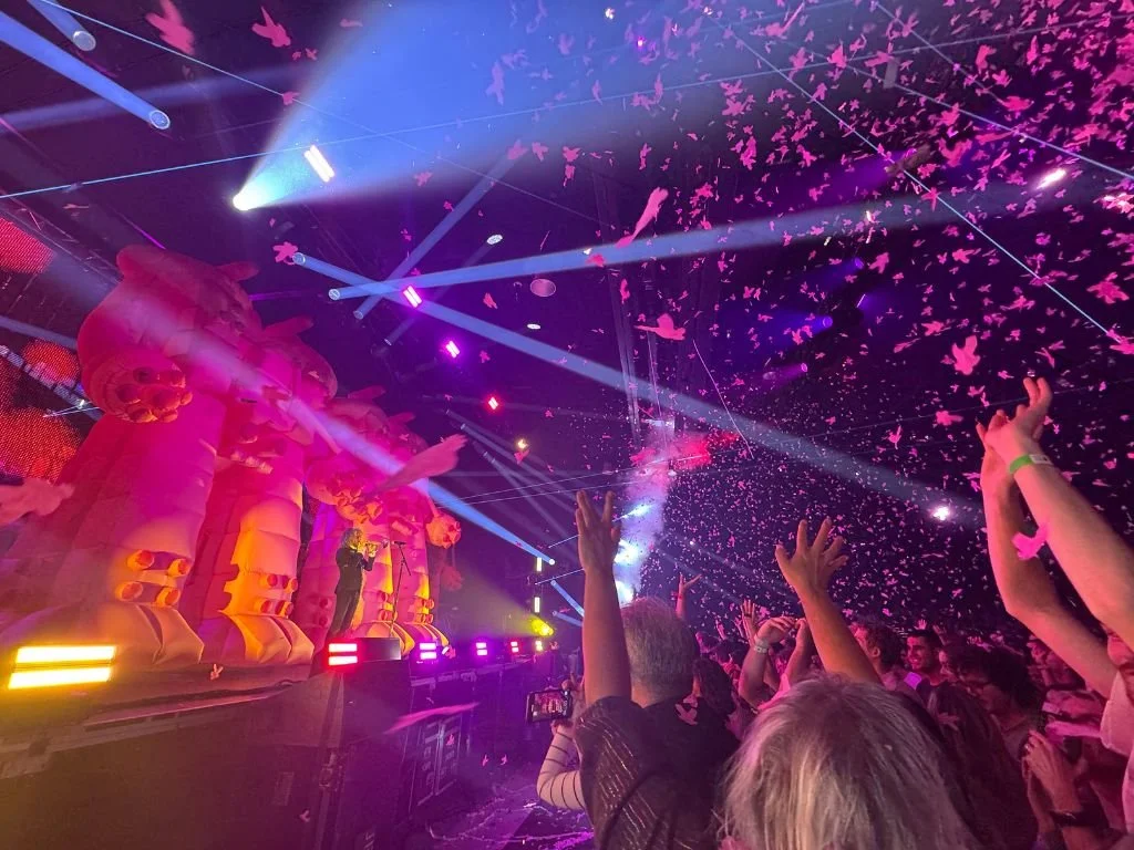 A burst of colour, confetti and pure chaos as the Pink Robots took the stage at The Flaming Lips gig in Sydney (February 2025).