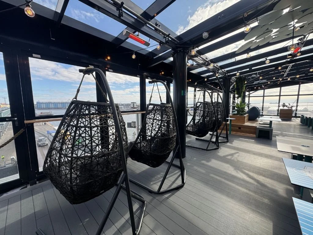 Lounge area and swinging chairs on the Tallink ferry between Helsinki and Tallinn.