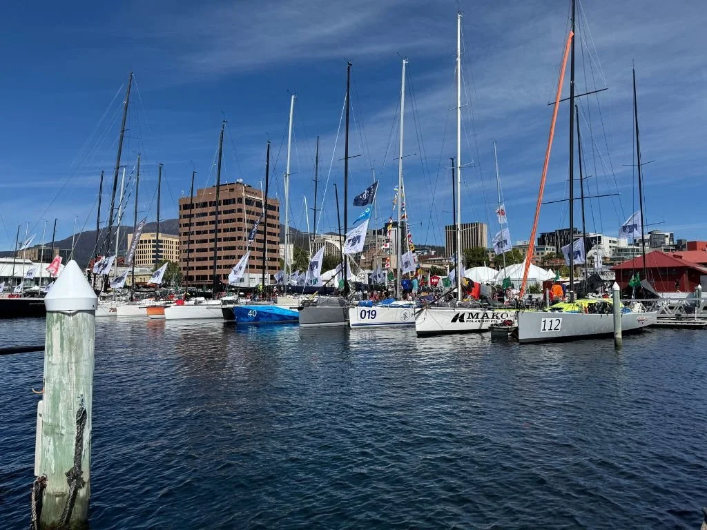 Hobart's waterfront with sailing ships