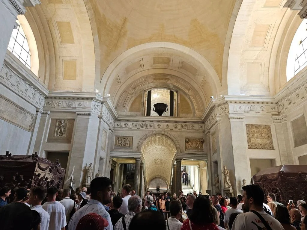 Crowds fill every inch of the floor in the Vatican Museum