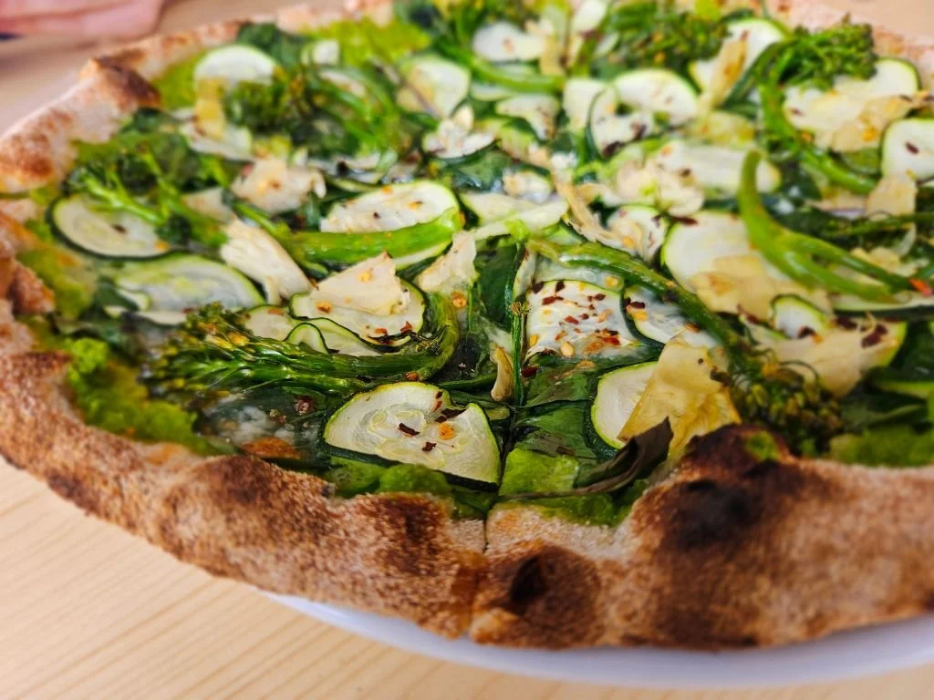 Vegan pizza at Slow Lane