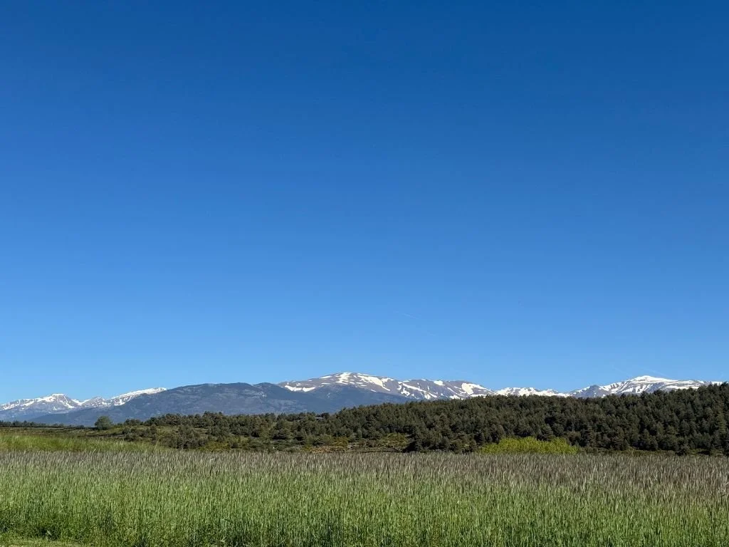 A view of the Pyrenees from a truck stop