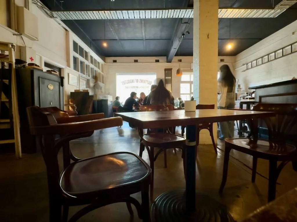A rare empty seat in Melbourne's Captains of Industry breakfast restaurant.
