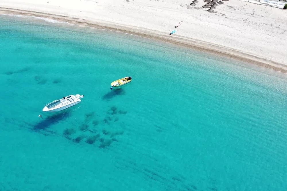 aerial view of the albanian riviera coastline in summer