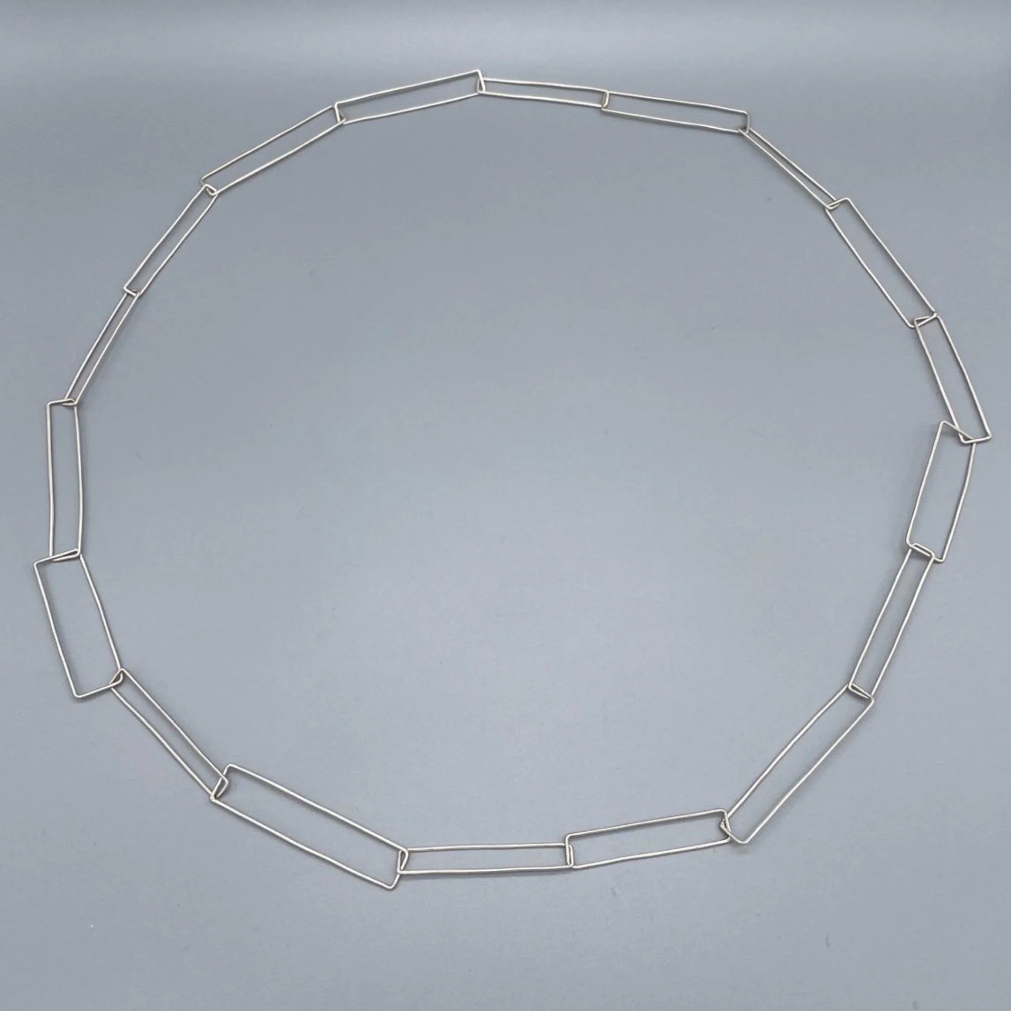 Rectangular modular silver necklace circular composition .111 capsule collection — Crepundia Gioielli — Crepundia Bologna contemporary design