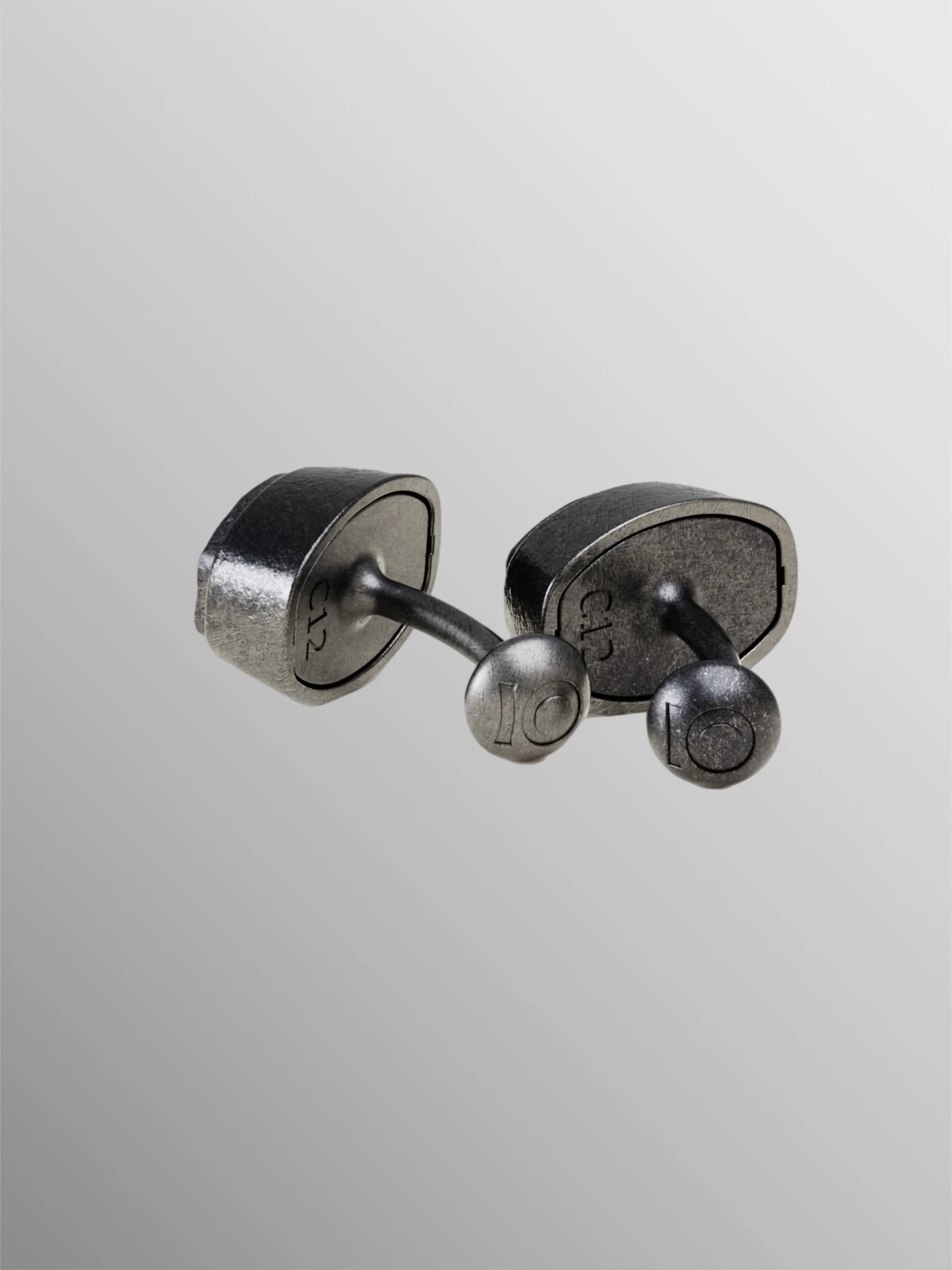 Cufflinks in 925 oxidized silver with interchangeable stone, Codiceds for Crepundia Gioielli Bologna