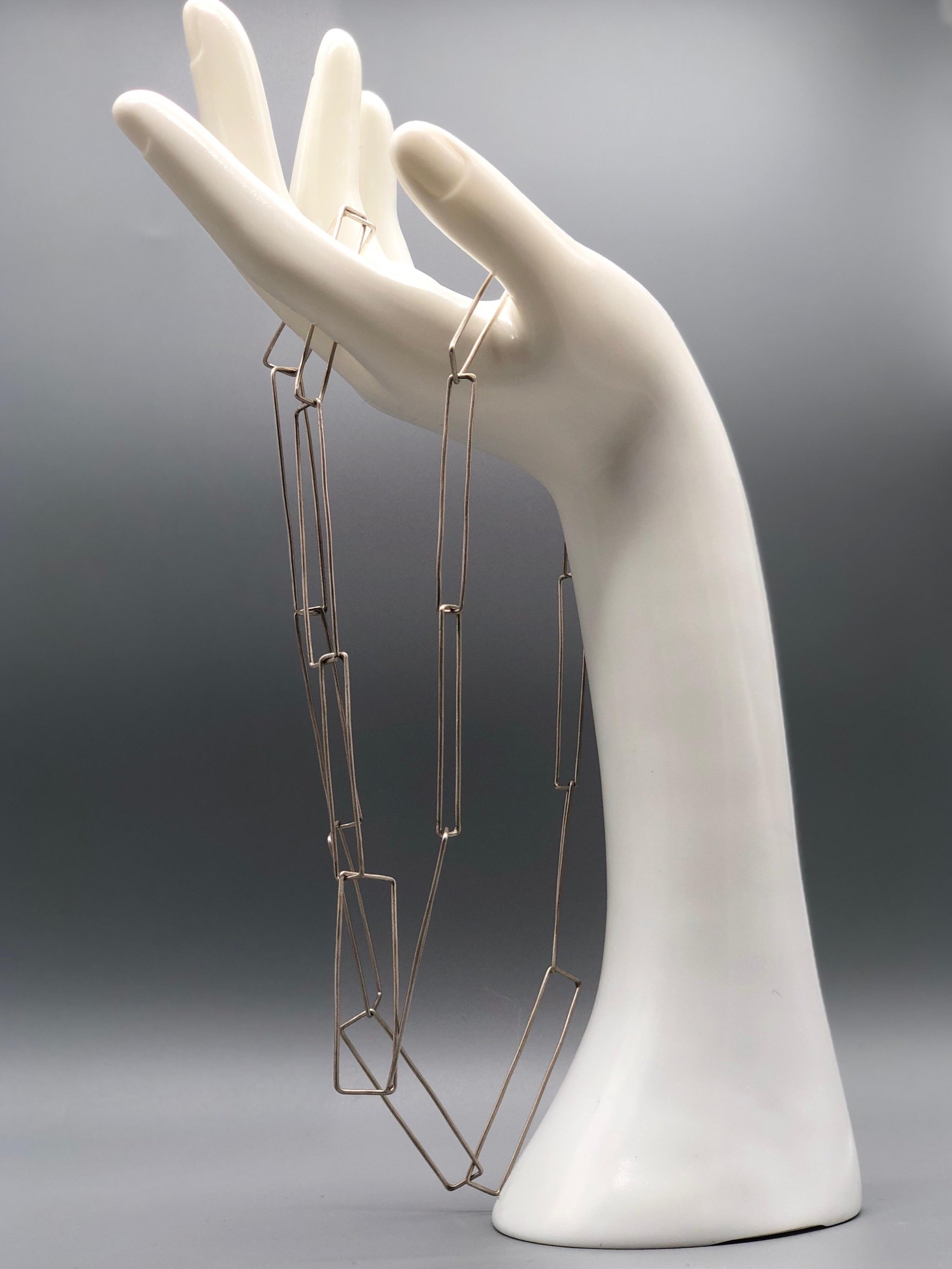 Rectangular modular silver necklace .111 capsule collection — Crepundia Gioielli Crepundia Bologna contemporary jewelry