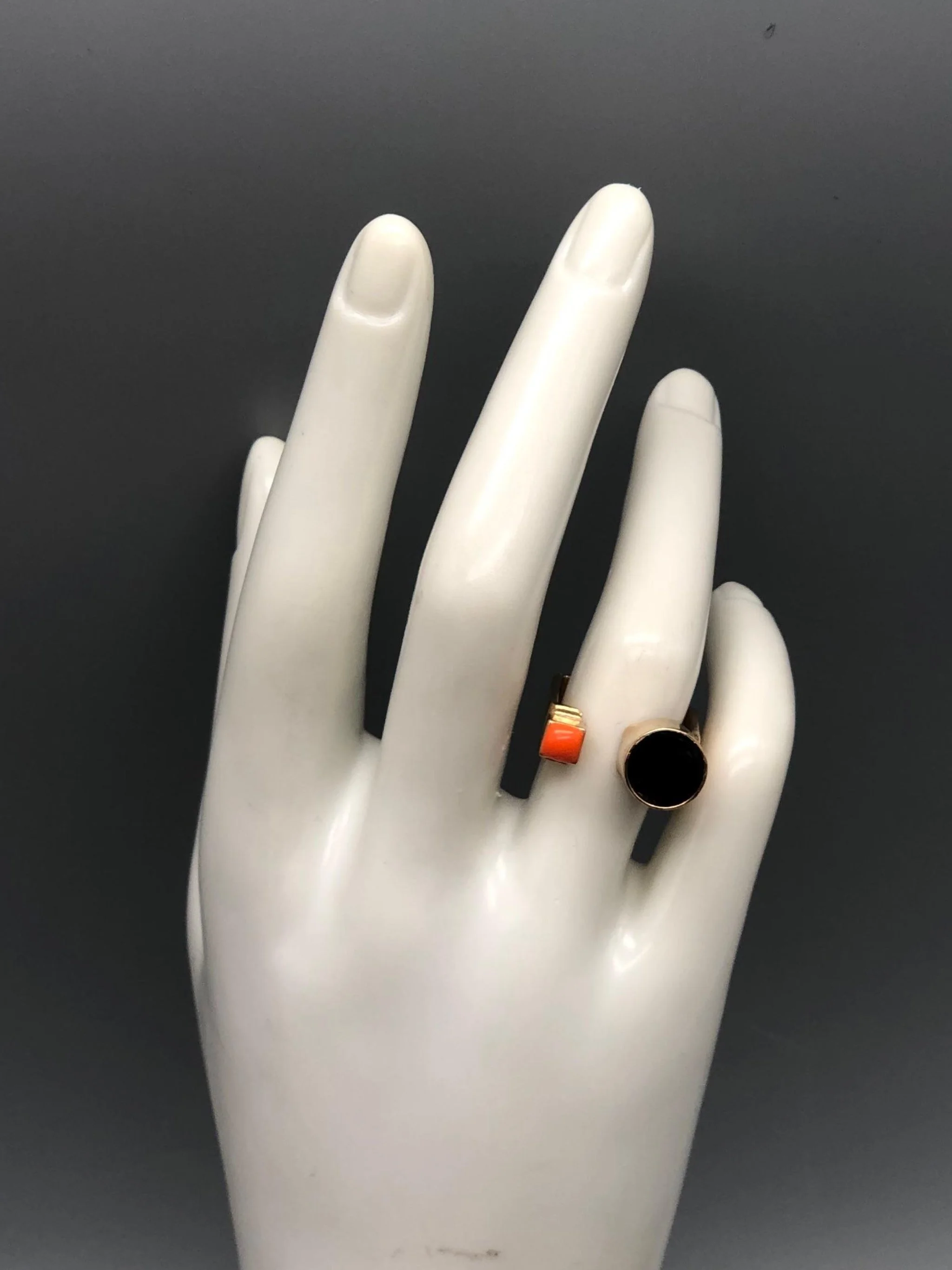 EL Gioielli Open Rings in bronze, enamel and Venetian glass, contemporary geometric rings — Crepundia Gioielli Bologna