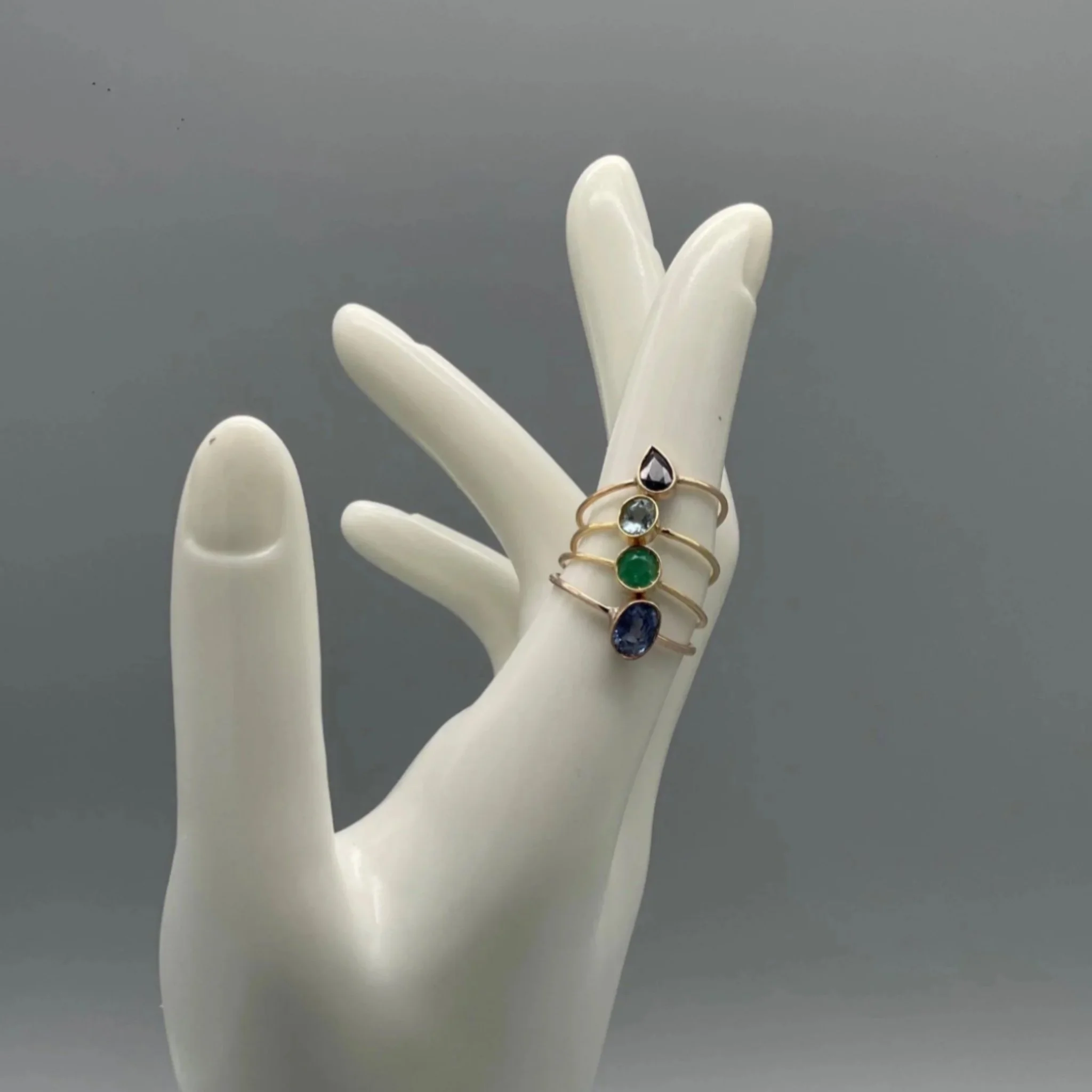 14k gold and precious stone rings by Maria Gioielli — Crepundia Gioielli Bologna Anelli in oro 14 carati e pietre preziose di Maria Gioielli — Crepundia Gioielli Bologna