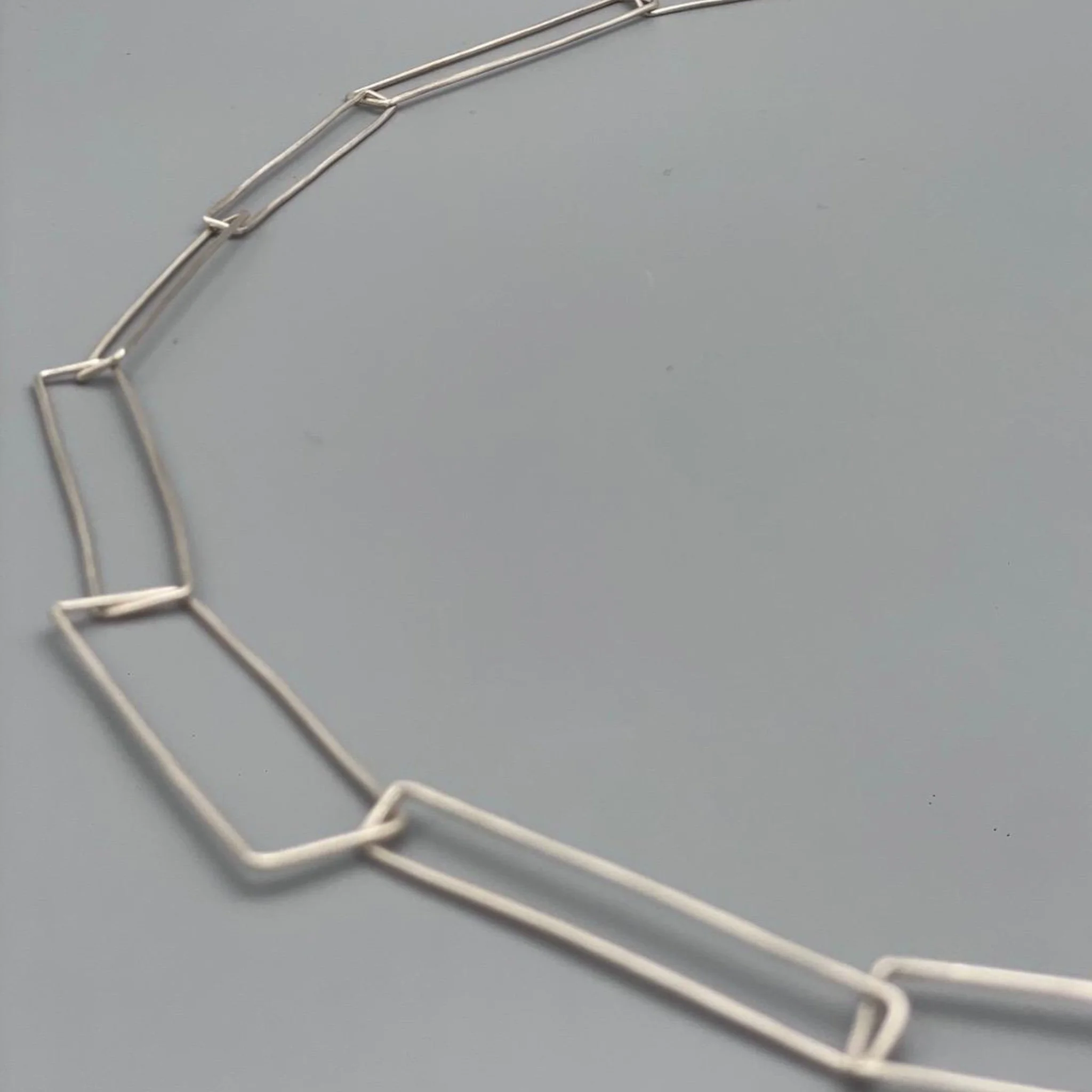 Rectangular modular silver necklace detail .111 capsule collection — Crepundia Gioielli — Crepundia Bologna handmade contemporary design
