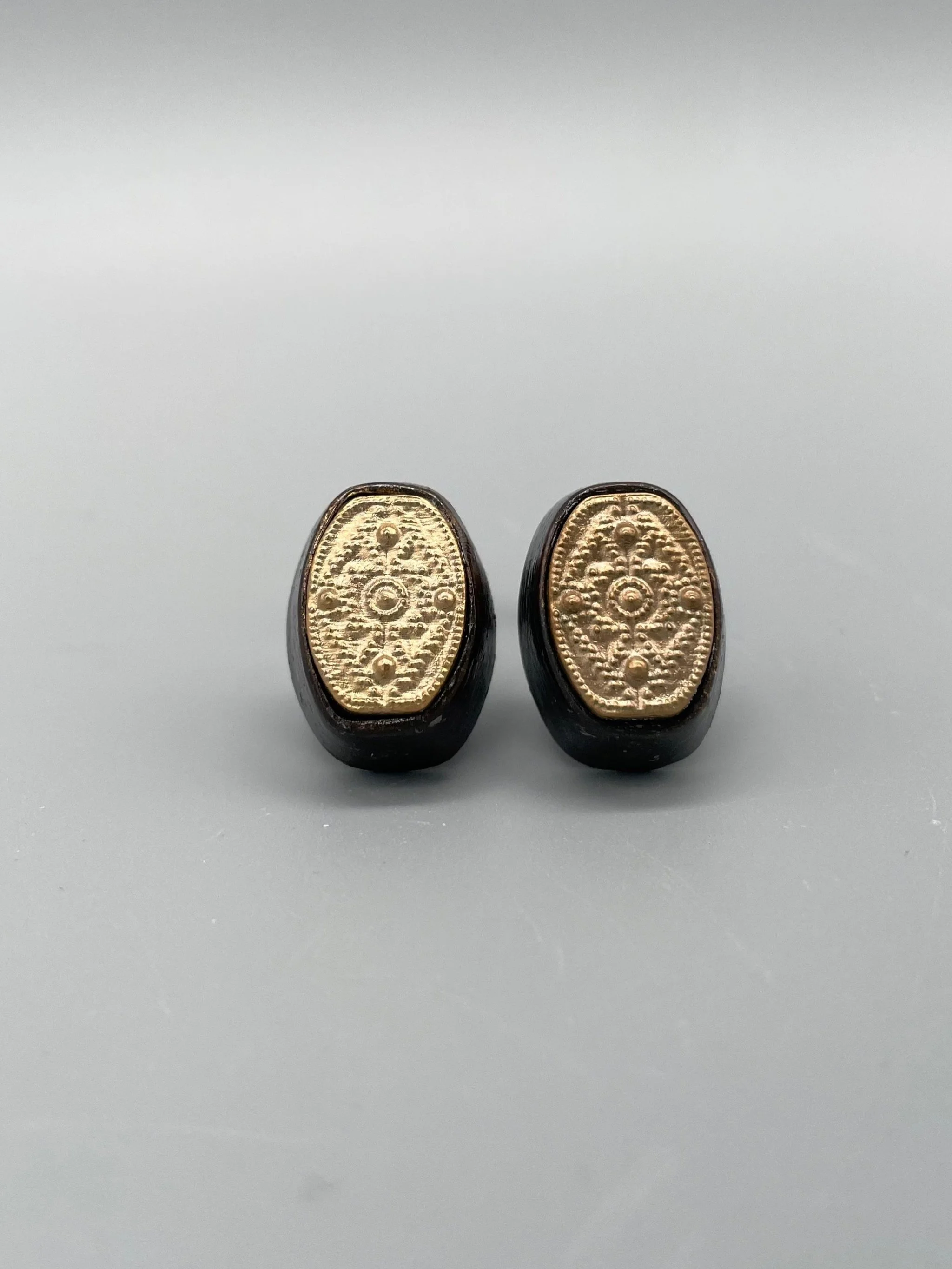 Cufflinks in 925 oxidized silver with interchangeable stone, Codiceds for Crepundia Gioielli Bologna
