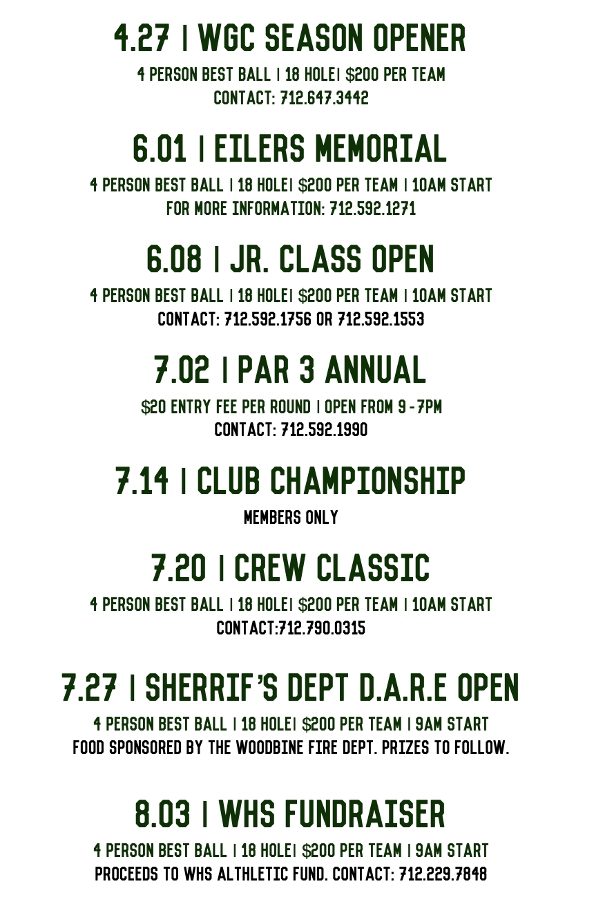 COURSE — WOODBINE GOLF COURSE