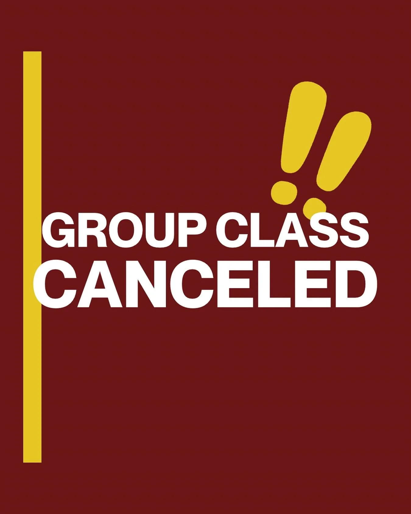 We have some lightning and rain headed in. Unfortunately that means we have to cancel today&rsquo;s group class.