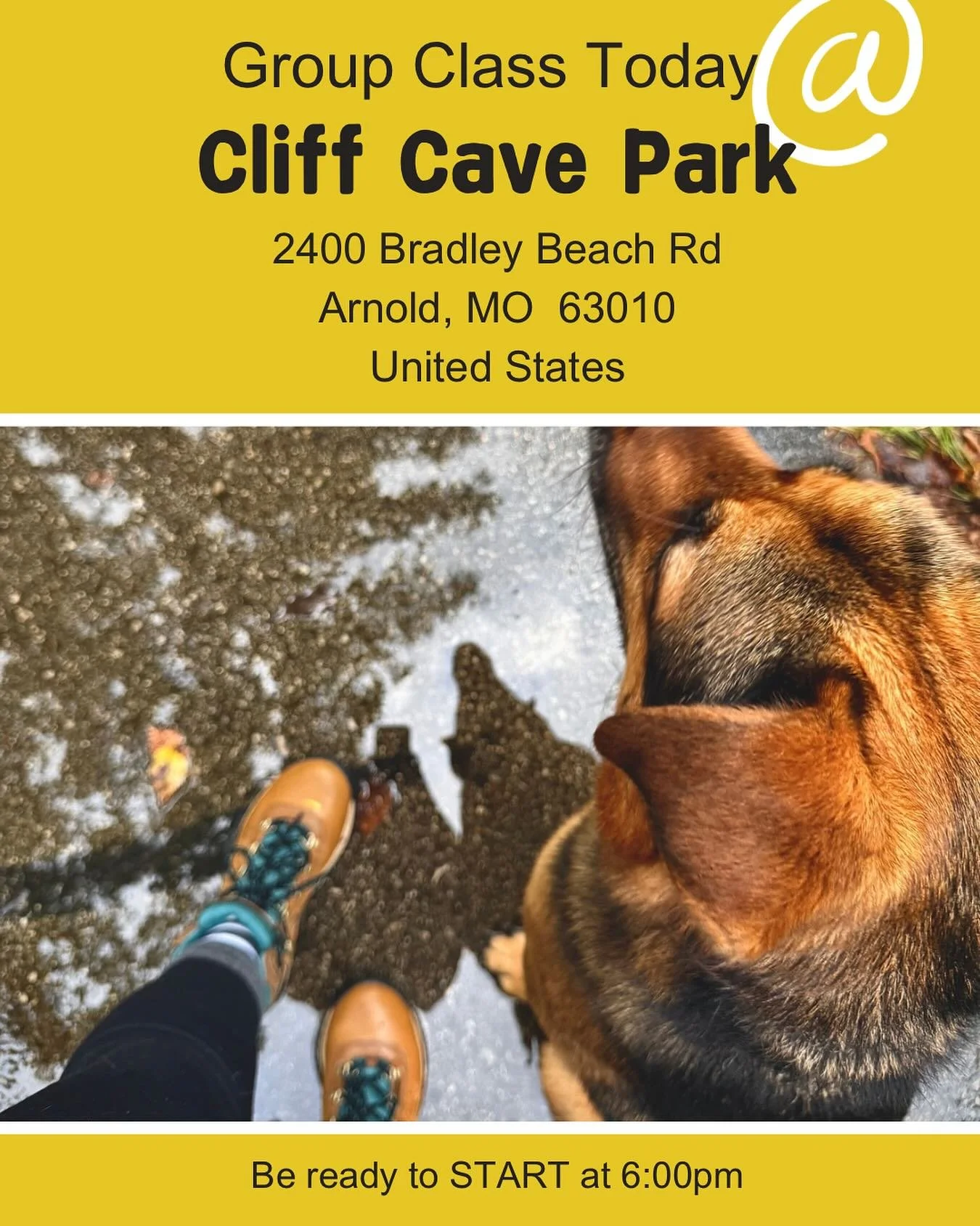 GROUP CLASS!

Today you will need long lines and treats! Be ready for some paper plate recalls.

Remember to go past the upper entrance and down the hill to the pavilion. See you all there!